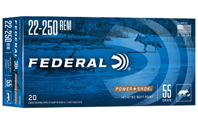Federal Power-Shok .22-250 Rem 55gr Jacketed Soft Point 20-round box