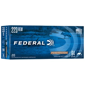 Federal Power-Shok .223 Rem 64 gr Jacketed Soft Point ammunition 20-round box