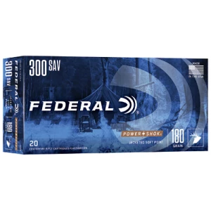 Box of Federal Power-Shok .300 Savage 180 grain soft point ammunition, 20 rounds