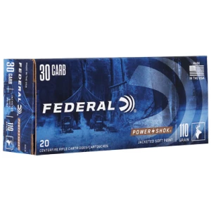 Federal Power-Shok .30 Carbine 110 grain jacketed soft point ammunition 20-round box