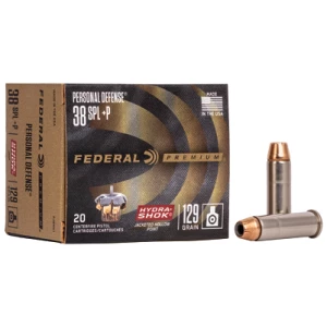 Federal Premium Hydra-Shok .38 Special +P 129gr JHP 20rd box product image