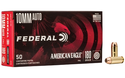 Box of Federal American Eagle 10mm Full Metal Jacket (FMJ) handgun ammunition