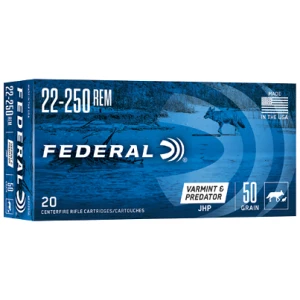 Federal American Eagle .22-250 Rem 50gr Jacketed Hollow Point ammunition 20rd box