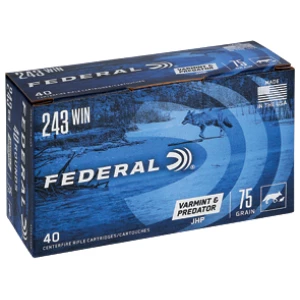 Federal American Eagle Varmint & Predator .243 Win 75 gr JHP 40-count box