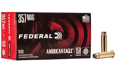 Federal American Eagle .357 Magnum 158 gr JSP ammunition box, 50 rounds