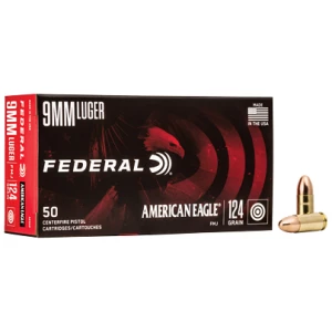 Federal American Eagle 9mm Luger 124 gr FMJ 50 rd box product image