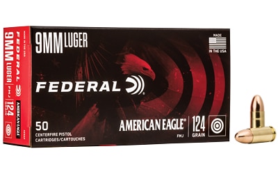 Federal American Eagle 9mm Luger 124 gr FMJ 50 rd box product image