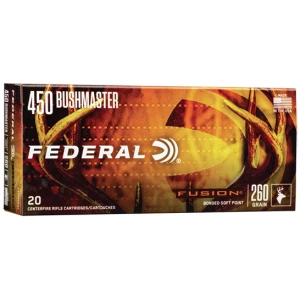 Federal Fusion 450 Bushmaster 260 gr Fusion Soft Point ammunition box