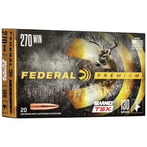 Federal Premium Triple-Shock X .270 Win 130 gr hollow point ammunition box, 20 rounds