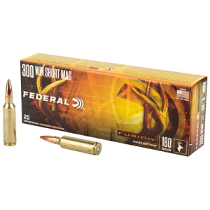 Box of Federal Fusion .300 WSM 180 gr Bonded Soft Point rifle ammunition, 20 rounds