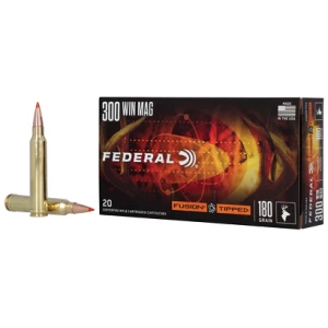 Box of Federal Fusion Tipped 300 Win Mag 180gr cartridges