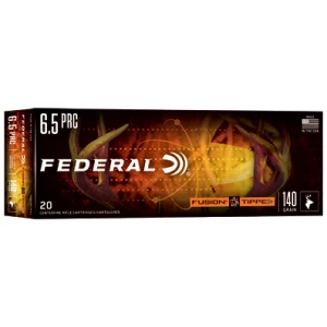 Federal Fusion Tipped 6.5 PRC 140gr ammunition box, 20 rounds