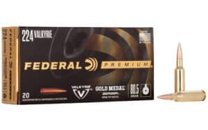 Federal Gold Medal .224 Valkyrie 80.5 gr Berger Open Tip Match 20 round box