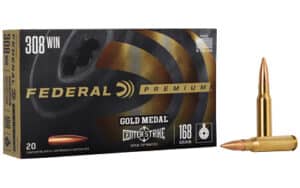Federal Gold Medal CenterStrike .308 Win 168 gr Open Tip Match ammunition box, 20 rounds