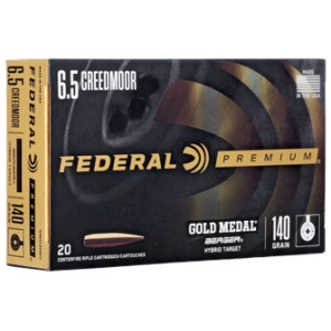Federal Gold Medal 6.5 Creedmoor 140gr Berger Hybrid Target ammunition box, 20 rounds