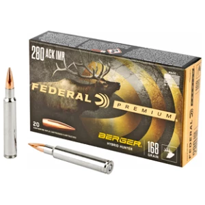 Federal Premium Berger Hybrid .280 Ackley Improved 168 gr rifle ammunition 20-count box