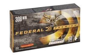 Box of Federal Premium Trophy Copper .308 Win 150 gr ammunition, 20 rounds