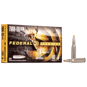 Federal Premium Vital-Shok 7mm-08 Rem 140 gr Trophy Bonded Tip ammunition box, 20 rounds