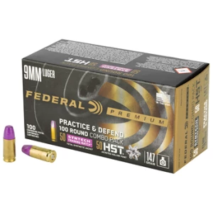 Federal Practice & Defend 9mm 147 gr HST JHP and Syntech TSJ 100-count box