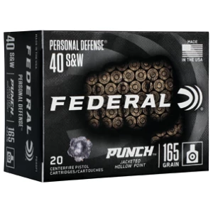 Federal Premium Punch .40 S&W 165gr JHP ammunition box - 20 rounds
