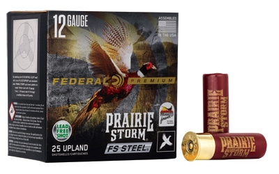 Federal Premium Prairie Storm FS Steel 12ga 3 in 1-1/8 oz #3 shotshell box 25 rounds