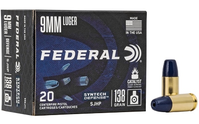 Federal Syntech Defense 9mm 138 gr SJHP 20rd box front