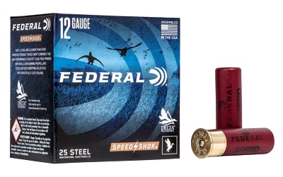Federal Speed-Shok 12ga 3in 1-1-4oz #BB steel shot ammo box, 25 rounds