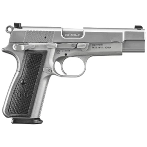 FN High Power 9mm 4.7 inch single-action pistol with textured polymer grips