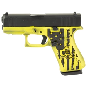 GLOCK 43X 9mm with Gadsden Flag Skydas Cerakote frame and black slide