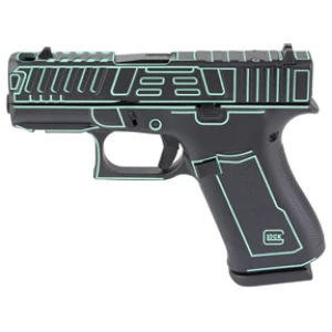 Glock 43X Outlander Blue Cerakote compact pistol, 3.41 inch barrel