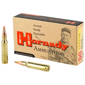 Box of Hornady Custom .308 Win 150 gr SST rifle ammunition, 20 rounds per box