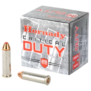 Hornady Critical Duty .357 Magnum FlexLock ammunition box with nickel-plated cases