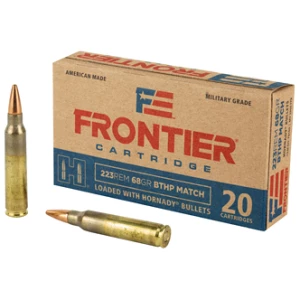 Hornady Frontier .223 Rem 68 gr BTHP Match rifle ammunition box, 20 rounds