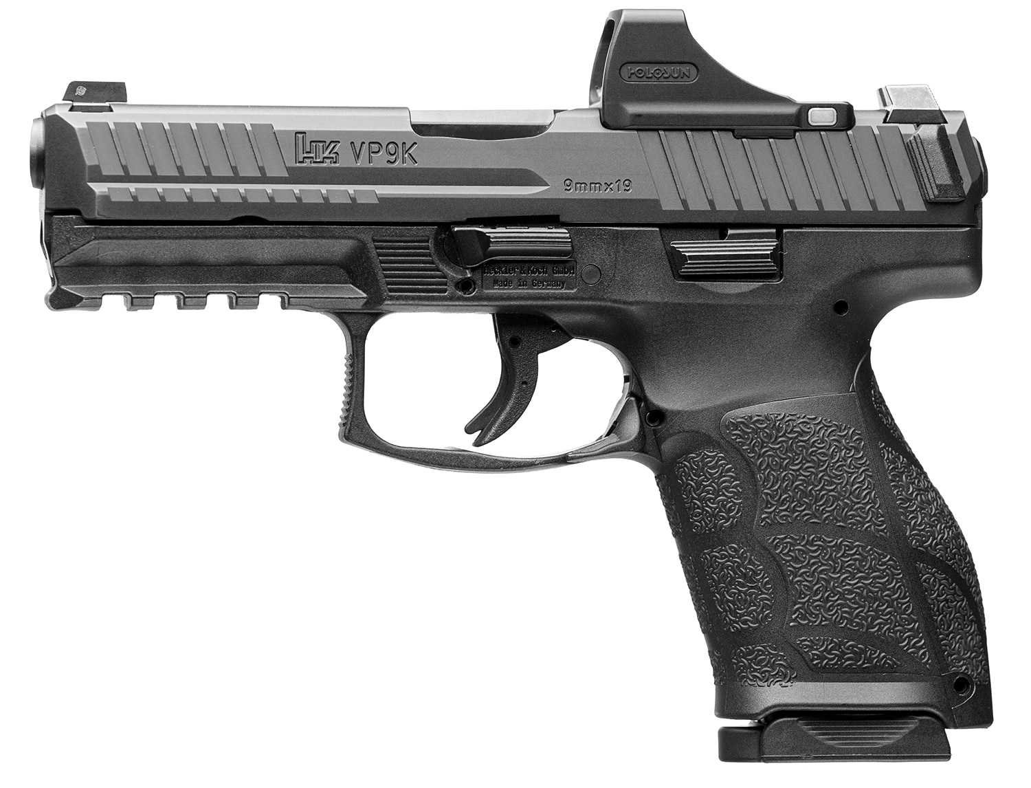 Heckler & Koch VP9A1 K 9mm compact pistol with Holosun SCS red dot and two magazines, black finish