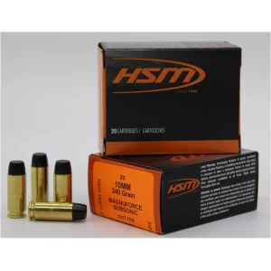 HSM 10MM17N 10mm 240gr hard cast long flat nose ammunition box