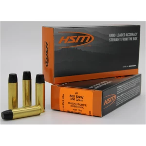 HSM 500 S&W Magnum 590 gr subsonic hard cast flat nose Hi-Tek 20rd box