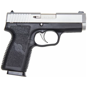 Kahr Arms CW9 9mm pistol with black textured polymer frame and stainless steel matte slide