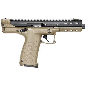 Kel‑Tec CP33 .22 LR pistol tan frame with 5.5 inch threaded barrel and fiber optic sights