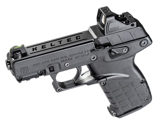 Kel-Tec P17 .22 LR pistol in black with optic, holster and three magazines