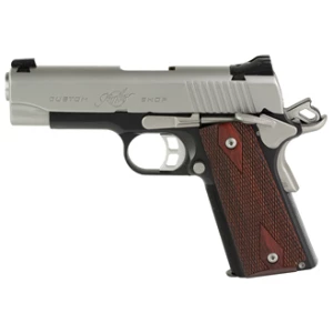 Kimber Pro CDP II .45 ACP 4-inch pistol with KimPro II black frame, satin silver slide, and rosewood double-diamond grips