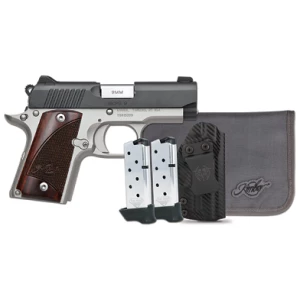 Kimber Micro 9 Two-Tone RTC-K pistol with rosewood grips and two magazines