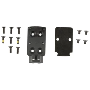 Kimber 1911 Trijicon RMR optic mounting plate, matte black, white dot rear sight