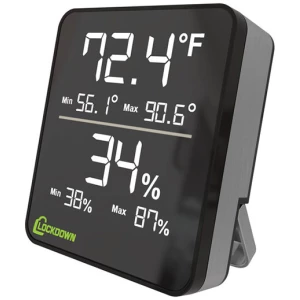 Lockdown digital wireless hygrometer with illuminated display, magnetic mount