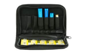 NCStar red laser bore sight set with four cartridges and carrying case