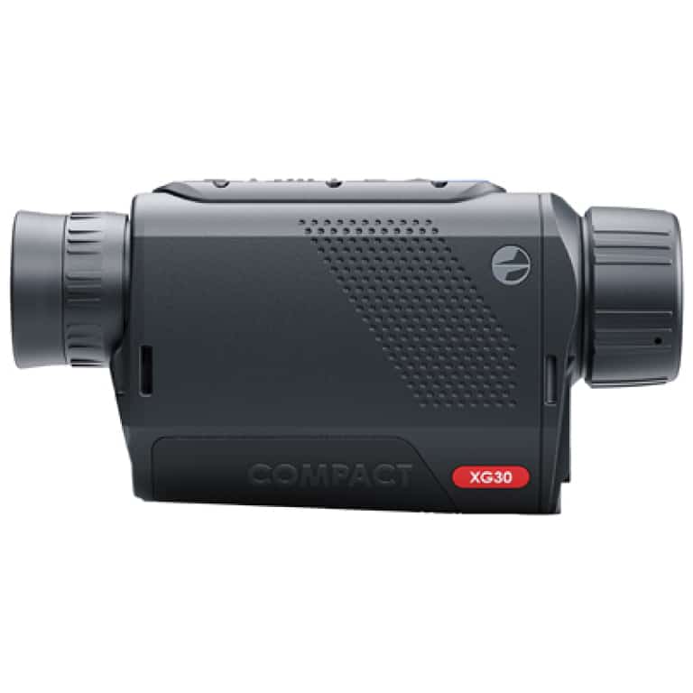 Pulsar Axion XG30 Compact thermal monocular in black, angled view