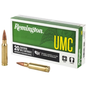 Box of Remington UMC .308 Win 150 gr FMJ ammunition, 20 rounds