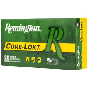 Box of Remington Core-Lokt .308 Win 150 gr PSP ammunition, 20 rounds