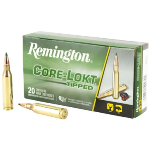 Remington Core-Lokt Tipped .243 Winchester 95 gr ammunition box and cartridges, 20 rounds