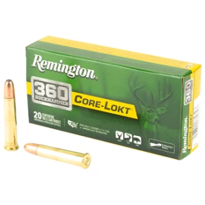 Remington Core-Lokt .360 Buckhammer 180 grain Jacketed Soft Point ammo box, 20 rounds