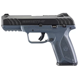 Ruger Security-9 9mm pistol, 4-inch barrel, Cerakote Cobalt Kinetic Slate Blue over black finish, left profile